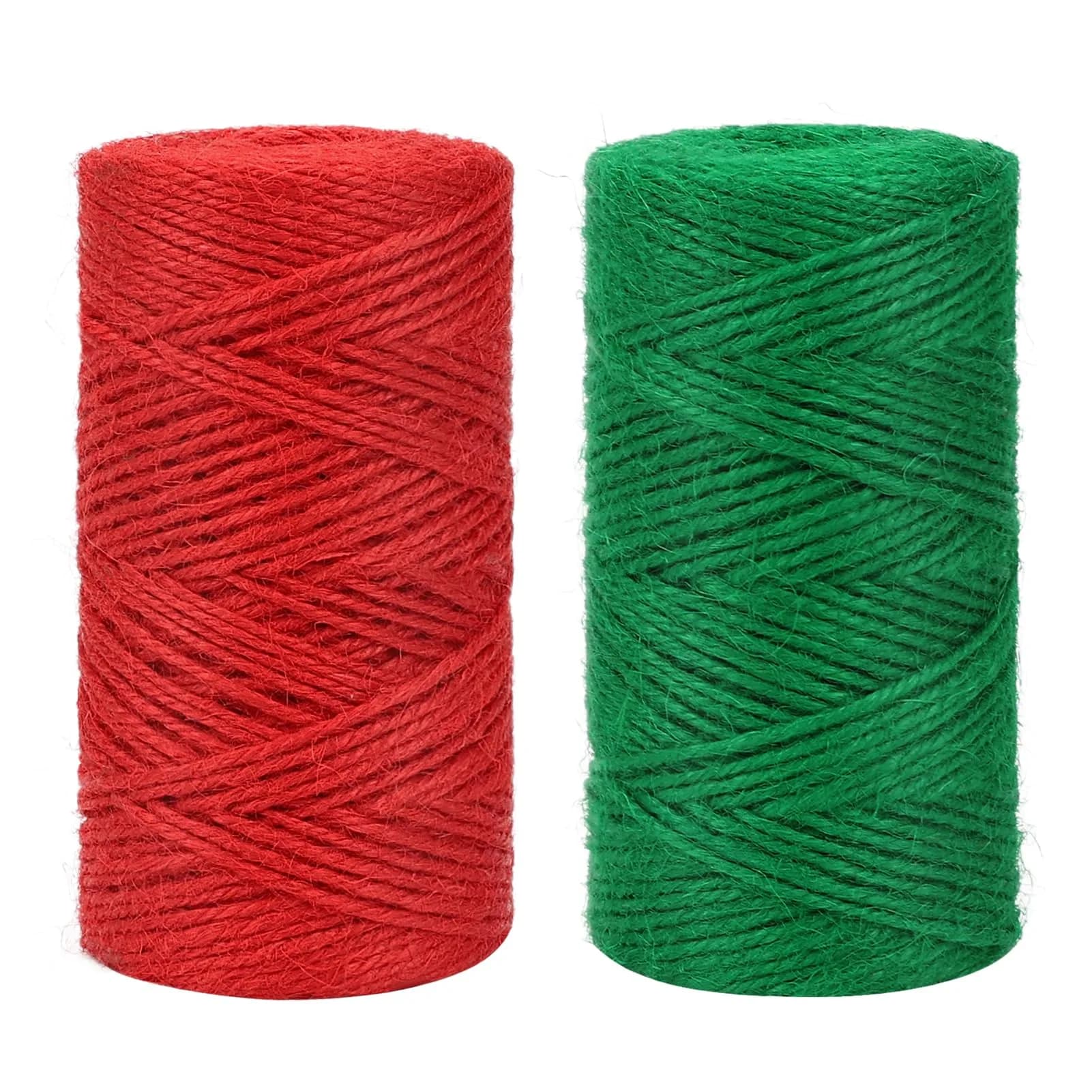 Tenn Well Red Green Jute Twine 328 Feet x 2 Rolls | Heavy Duty 2mm for Gift & Garden - main product image