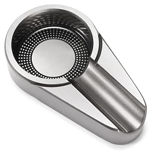 CiTree Metal Ashtray Silver | Modern Compact Travel Design with Single Cigar Rest thumbnail 1