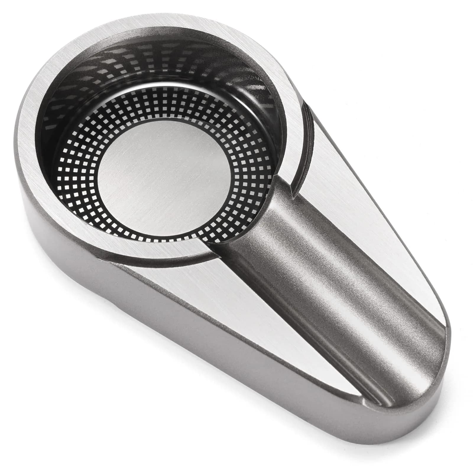 CiTree Metal Ashtray Silver | Modern Compact Travel Design with Single Cigar Rest