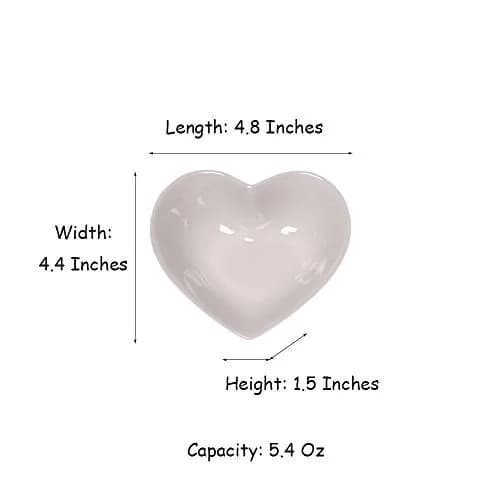 WAIT FLY Sweet Heart-Shaped Ceramic Bowl Set of 4 | Microwave & Dishwasher Safe (4.8 x 4.4 x 1.5 inches, 5.4 Oz) thumbnail 2