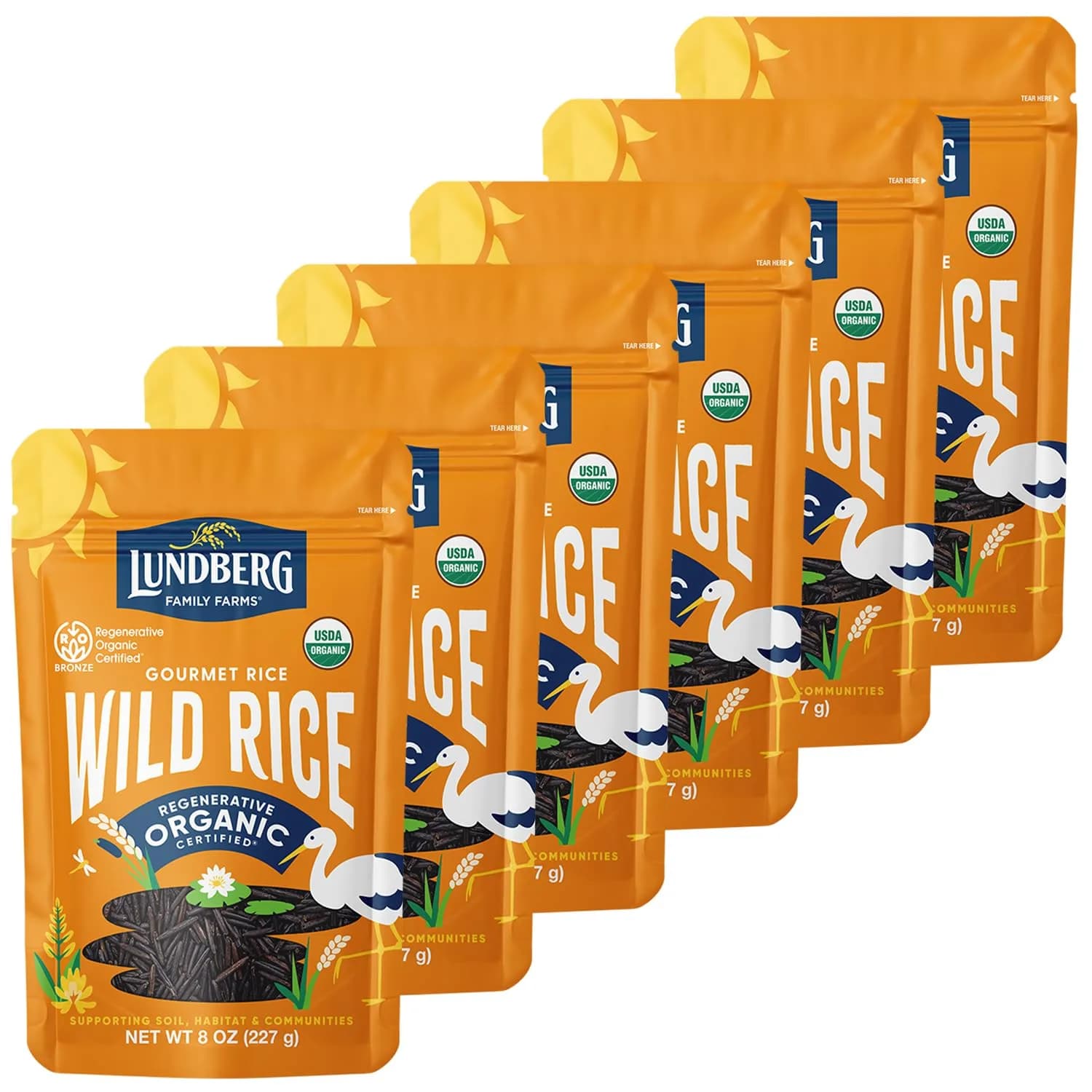 Lundberg Wild Rice 6-Pack, California Cultivated Black Rice, 8 Oz Ea | Regenerative Organic Certified Whole Grain - main product image
