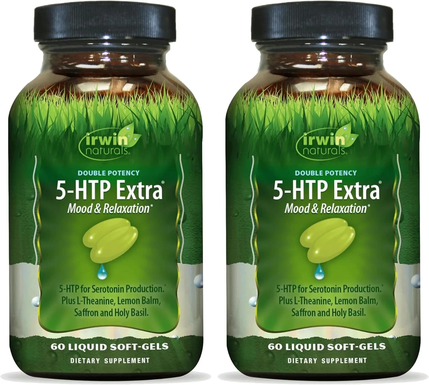 Irwin Naturals Double Potency 5-HTP Extra Mood Balance Formula 60 Liquid Soft-Gels | Supports Mood & Relaxation — Softgel