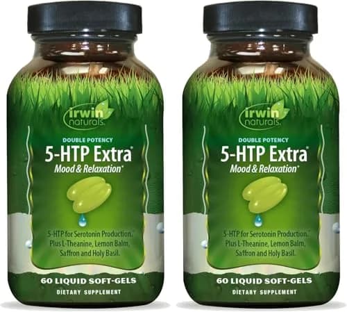 Irwin Naturals Double Potency 5-HTP Extra Mood Balance Formula 60 Liquid Soft-Gels | Supports Mood & Relaxation thumbnail 1