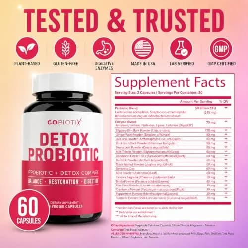 GOBIOTIX Detox Probiotic Supplement for Digestive Health - 50 Billion CFU | Gut Balance & Detox Support thumbnail 7