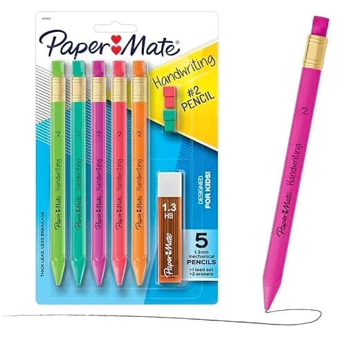 Paper Mate Handwriting Triangular Mechanical Pencils 1.3mm (5 Count) | Smooth Ink Flow for Students thumbnail 1