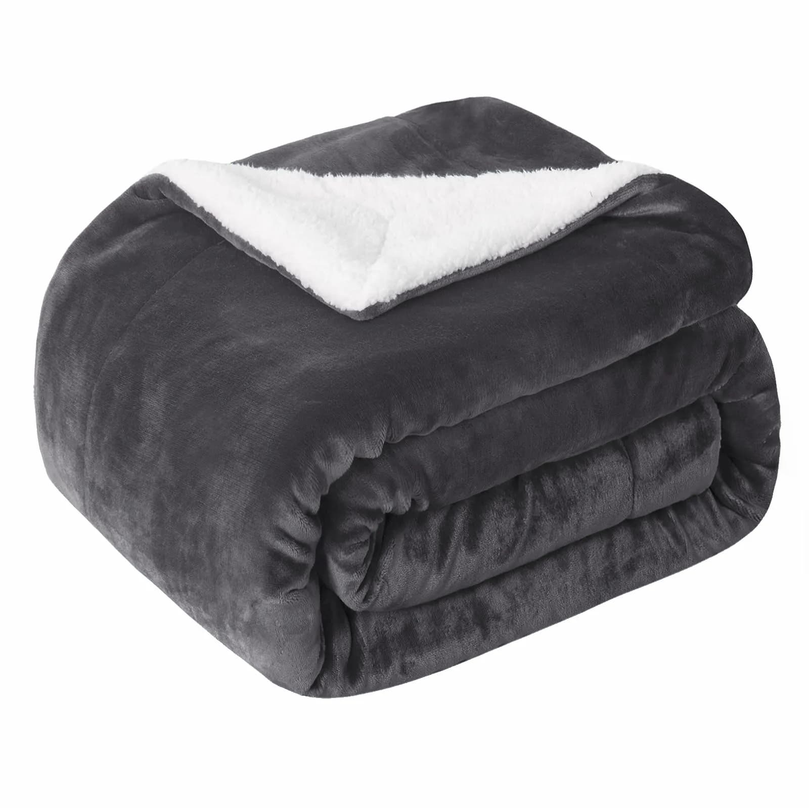 SOCHOW Sherpa Fleece Throw Blanket 60"×80" | Reversible Super Soft Plush in Dark Grey