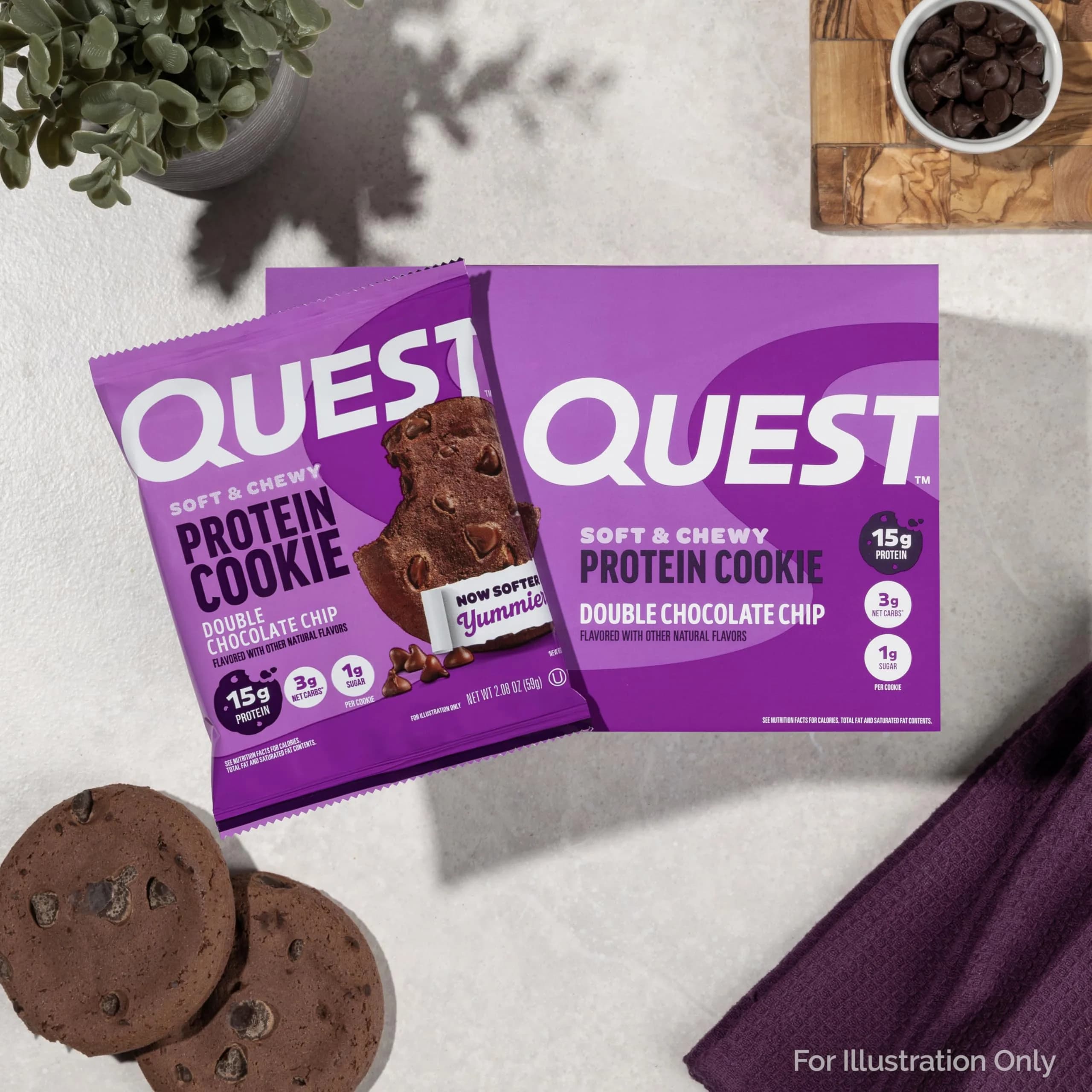 Quest Double Chocolate Chip Protein Cookie 59g (2.08 oz) | 15g Protein, Gluten-Free, Low Carb - view 7