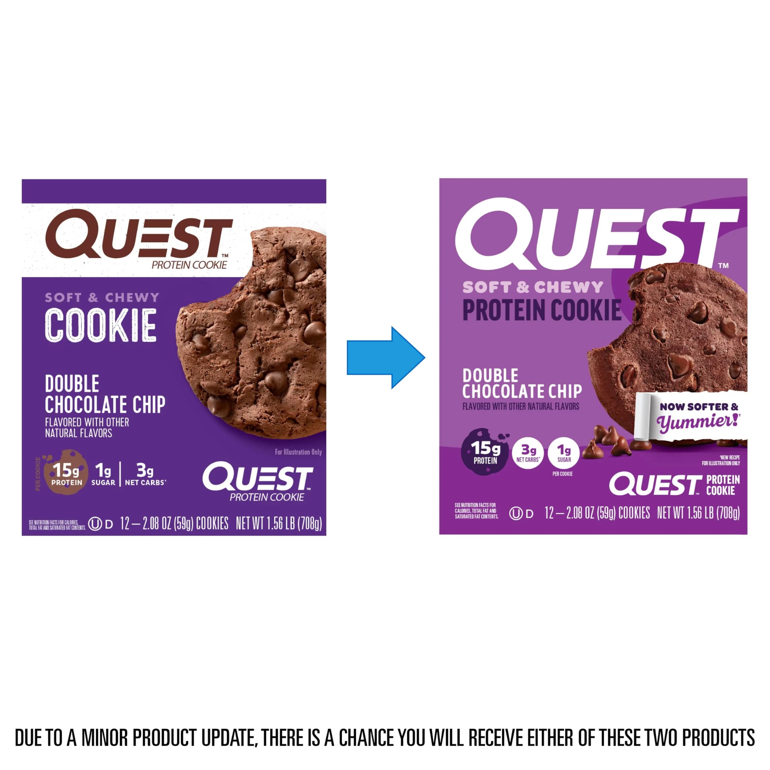 Quest Double Chocolate Chip Protein Cookie 59g (2.08 oz) | 15g Protein, Gluten-Free, Low Carb - view 2