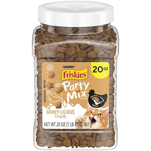 Purina Friskies Party Mix Gravy-licious Crunch Chicken & Gravy Cat Treats 567 g (20 oz) | Irresistible Chicken Flavor thumbnail 1