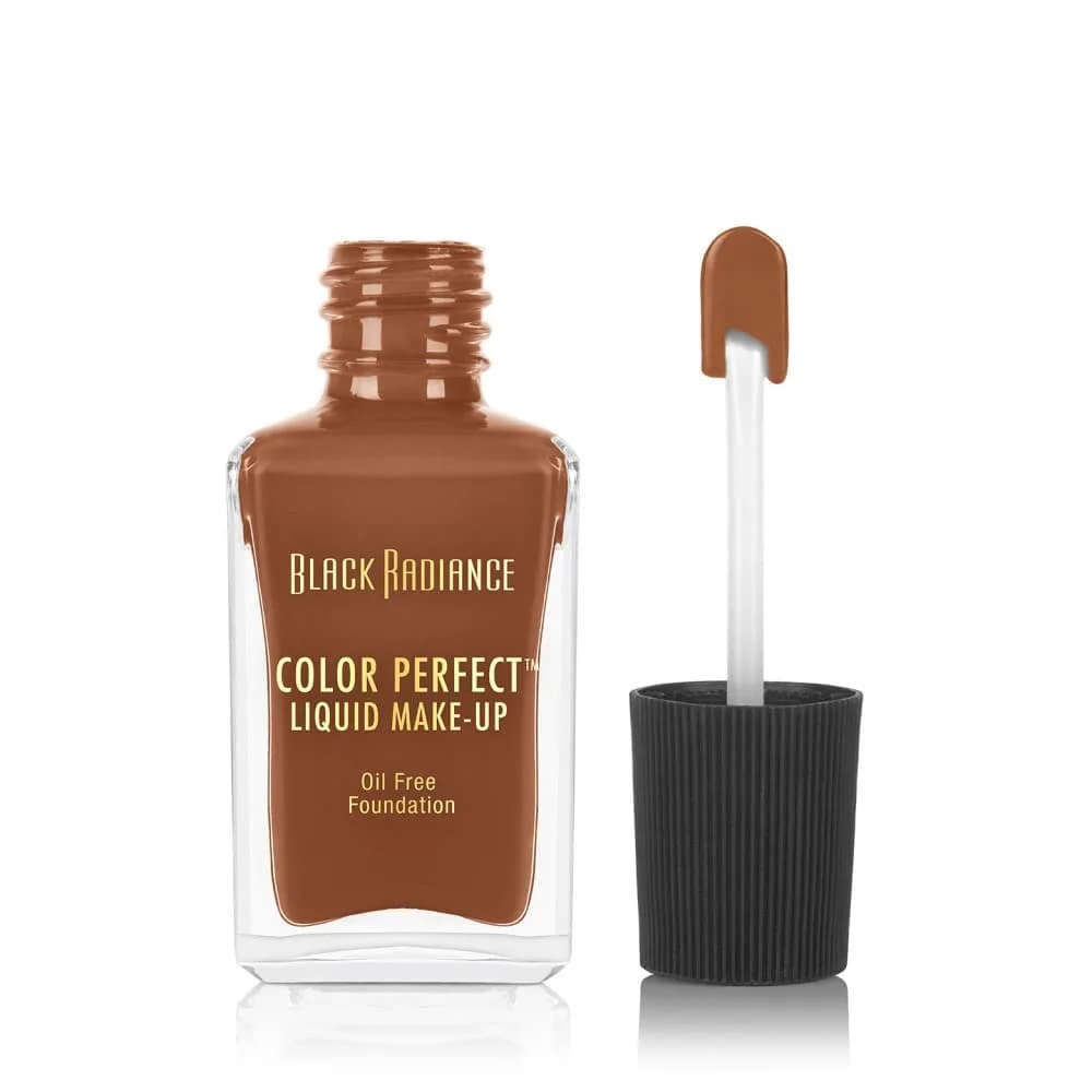 Black Radiance Color Perfect Liquid Foundation Makeup Caramel 29.57ml (1 Fl Oz) | Full Coverage for Deeper Skin Tones — Cinnamon