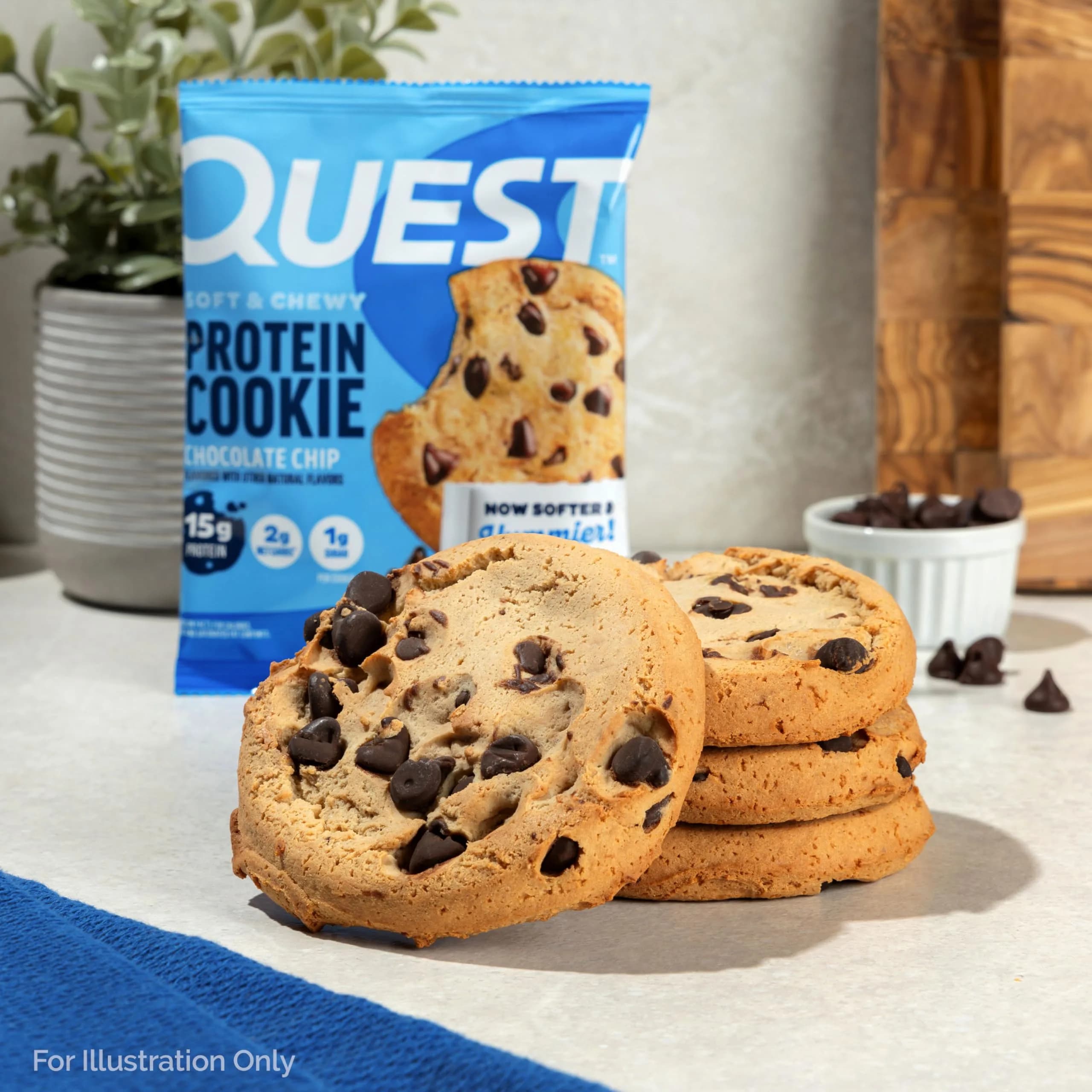 Quest Chocolate Chip Protein Cookie 15g Protein, 1g Sugar, 2g Net Carbs, Keto Friendly, Soft & Yummy — 12 Count (59g Each) - view 5