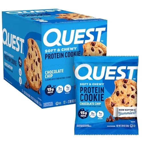Quest Chocolate Chip Protein Cookie 15g Protein, 1g Sugar, 2g Net Carbs, Keto Friendly, Soft & Yummy — 12 Count (59g Each) thumbnail 1