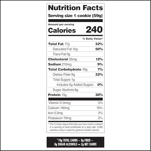 Quest Chocolate Chip Protein Cookie 15g Protein, 1g Sugar, 2g Net Carbs, Keto Friendly, Soft & Yummy — 12 Count (59g Each) thumbnail 8
