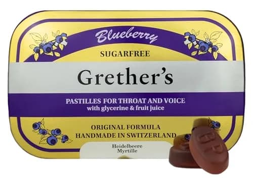 GRETHER'S Sugarfree Blueberry Pastilles 100g (3.5 oz) | Soothes Dry Mouth & Throat thumbnail 1