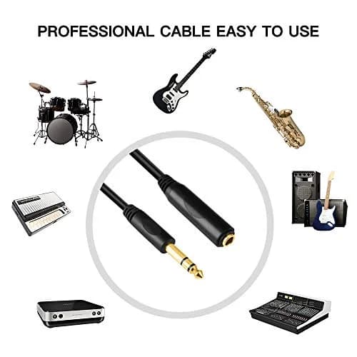 Devinal 6.35mm 1/4" TRS Audio Extension Cable 10 ft | Gold Plated Stereo Connector thumbnail 3