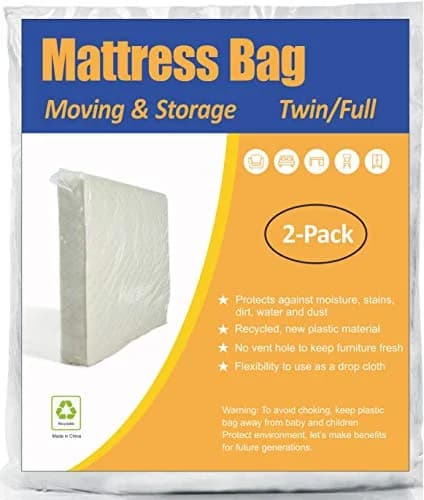 ComfortHome Mattress Bag for Moving and Storage, Twin/Full Size, 2-Pack (Clear) thumbnail 1