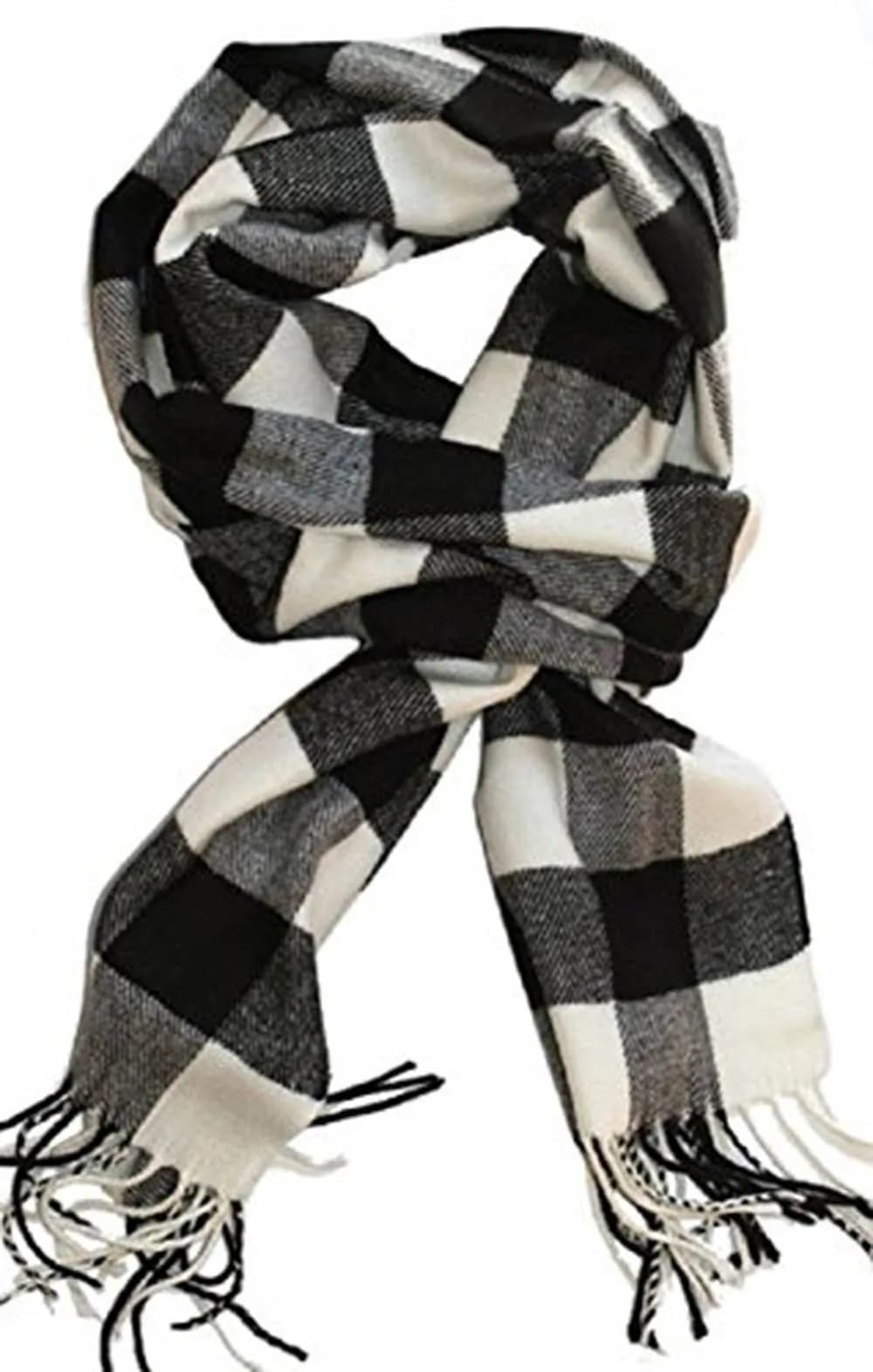 Shadana's Collection Classic Cashmere Feel Winter Scarf Buffalo Check Black/White | Super Soft & Stylish