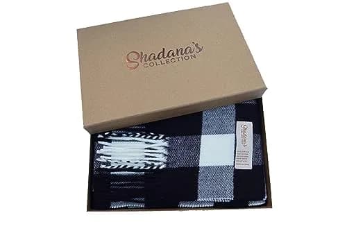 Shadana's Collection Classic Cashmere Feel Winter Scarf Buffalo Check Black/White | Super Soft & Stylish thumbnail 5