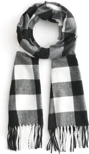 Shadana's Collection Classic Cashmere Feel Winter Scarf Buffalo Check Black/White | Super Soft & Stylish thumbnail 2