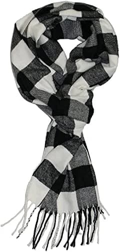 Shadana's Collection Classic Cashmere Feel Winter Scarf Buffalo Check Black/White | Super Soft & Stylish thumbnail 3