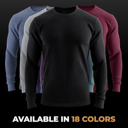 JMR Men’s Thermal Shirt Long Sleeve Heavyweight 100% Cotton Waffle Weave | Warm Breathable Base Layer or Standalone Cold Weather Essential thumbnail 6