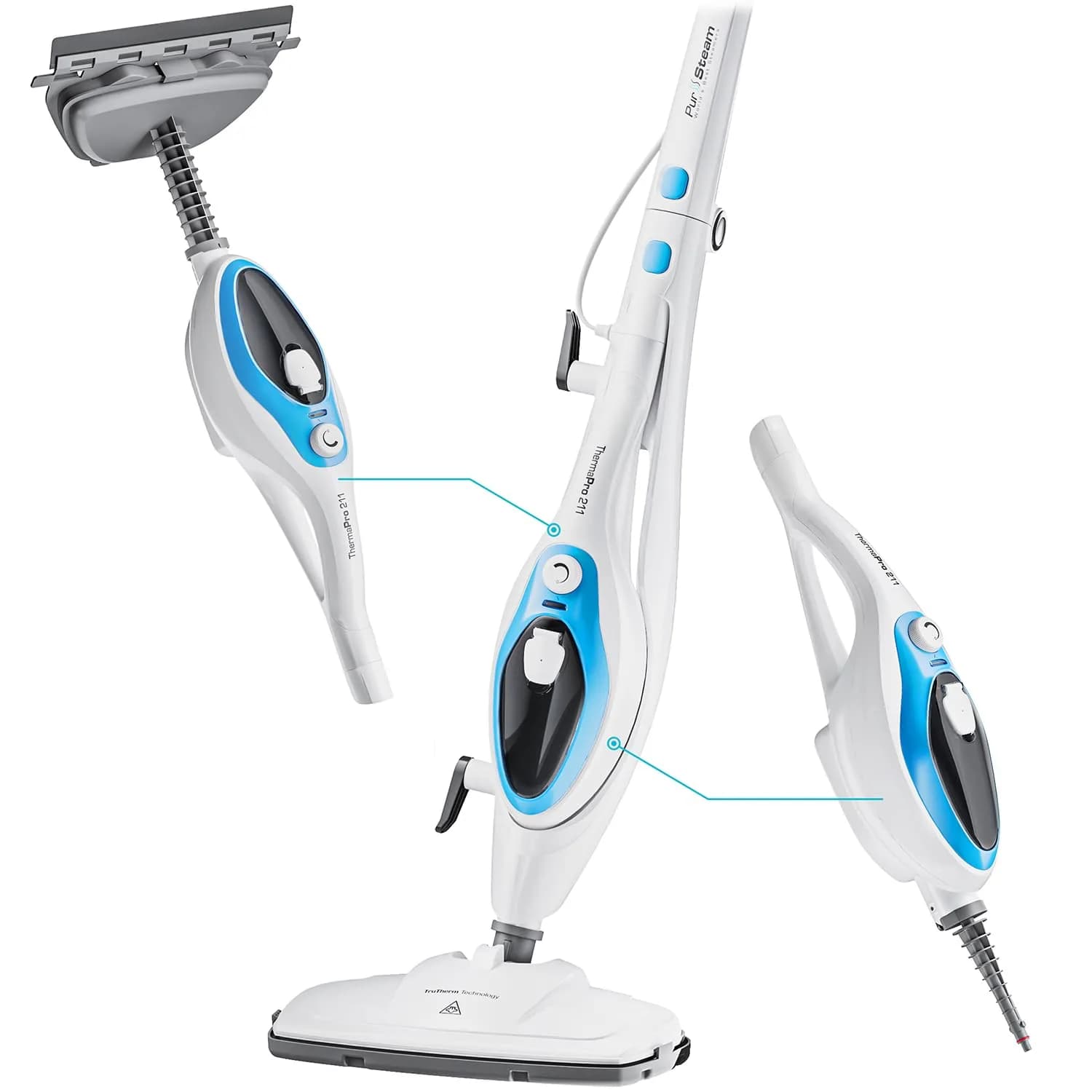 PurSteam 10-in-1 Steam Mop with Detachable Handheld Steam Cleaner for Tile Hardwood Floors | Chemical-Free, Rapid Heat, Multi-Accessory (120 chars)
