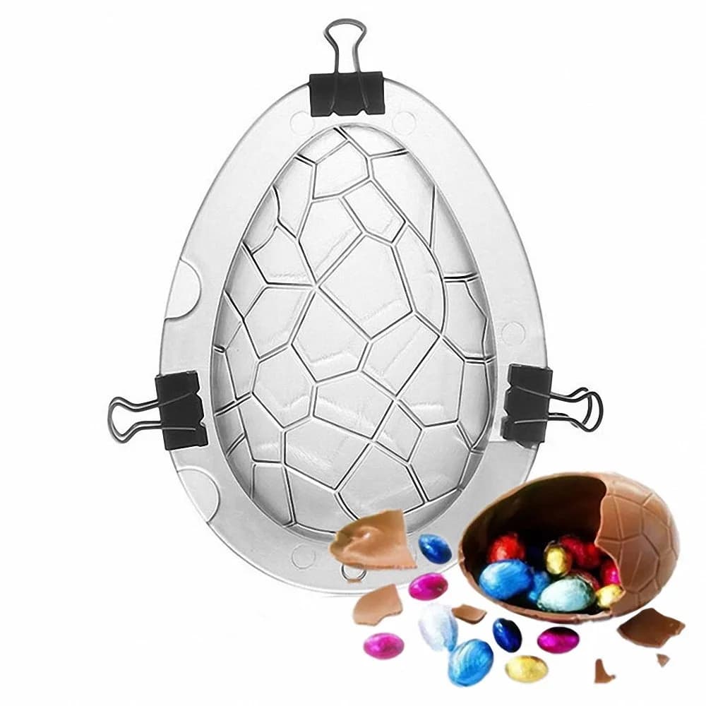 MoldFun Giant Surprise Toy Egg Maker - Easter Egg Mold, Dinosaur Polycarbonate Plastic Mould for Chocolate, Jello, Soap, Bath Bomb, Lotion Bar, Clay, Plaster, Cake Decorating Tool — Clear