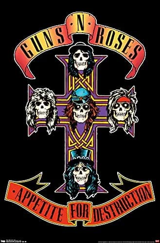 Trends International Guns N' Roses - Cross Wall Poster 55.9cm x 86.4cm | Officially Licensed Rock Band Art thumbnail 1