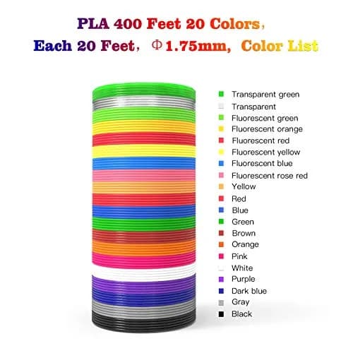 dikale 3D Pen Filament 400 Feet | 20 Colors PLA Refills for Smooth Printing thumbnail 2
