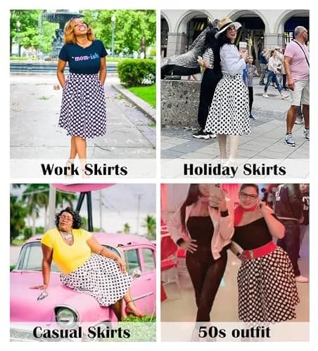 Girstunm Womens Pleated Vintage A line Midi Skirt Autumn Melody XXL | Retro 1950s Feminine Charm thumbnail 6
