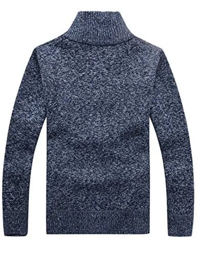 Yeokou Men's Casual Slim Full Zip Thick Knitted Cardigan Sweater with Pockets (Medium, Blue001) | Warm & Durable Knit for Casual & Office thumbnail 4