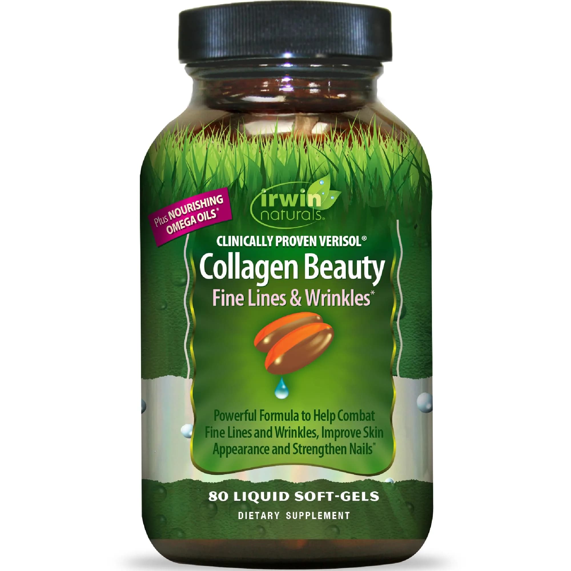 Irwin Naturals Collagen Beauty Supplement 80 Liquid Soft-Gels | Supports Skin, Hair & Nails