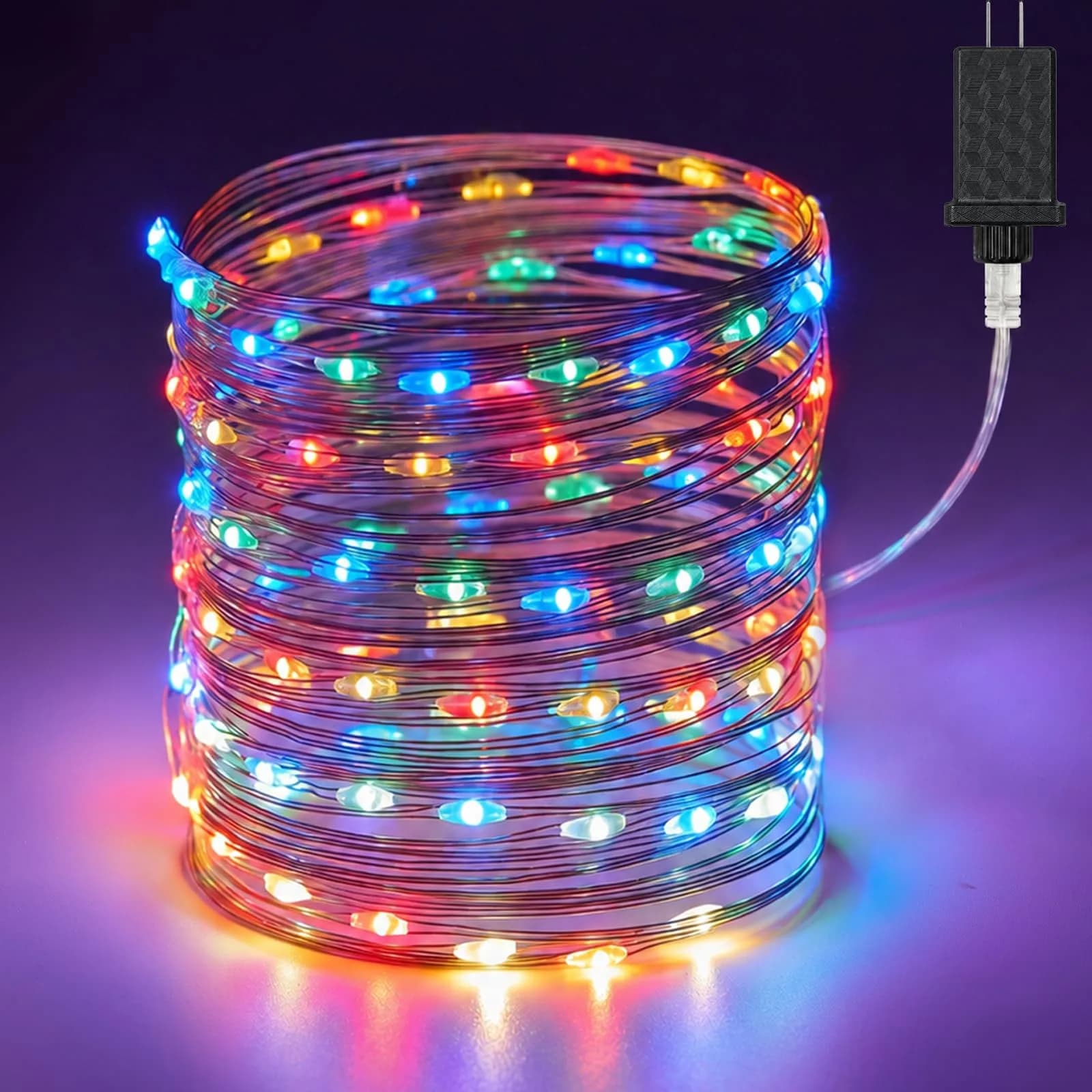 Minetom Multicolor Fairy String Lights 100 LEDs 10.1m (33 Ft) | Waterproof Copper Wire for Bedroom & Party Decor — Multicolor
