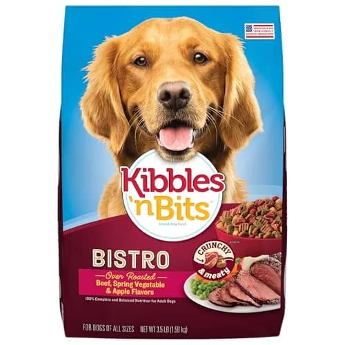 Kibbles 'n Bits Bistro Dry Dog Food, Beef Flavor, 3.5 lb. Bag, 4-Pack | Oven Roasted Beef & Veggies thumbnail 1