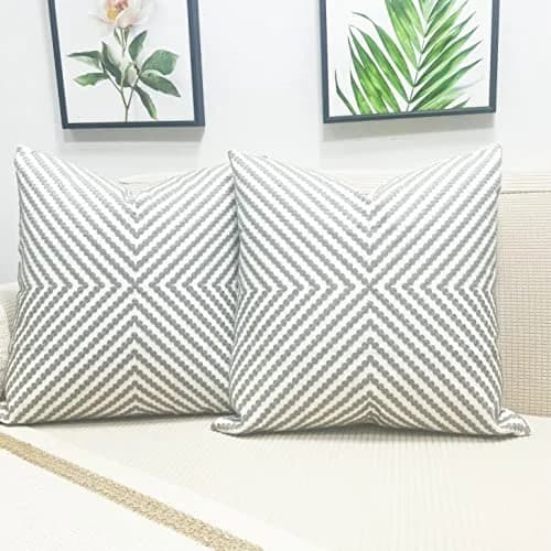 Slow Cow Embroidered Throw Pillow Cover 18 x 18 Inch Grey | Intricate Embroidery, Cotton, Zipper thumbnail 9
