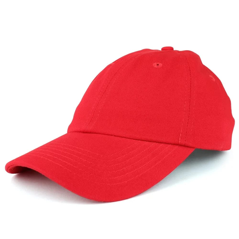 Trendy Apparel Shop Youth Red Cotton Baseball Cap | Adjustable Metal Buckle Strap - main product image