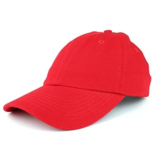Trendy Apparel Shop Youth Red Cotton Baseball Cap | Adjustable Metal Buckle Strap thumbnail 1