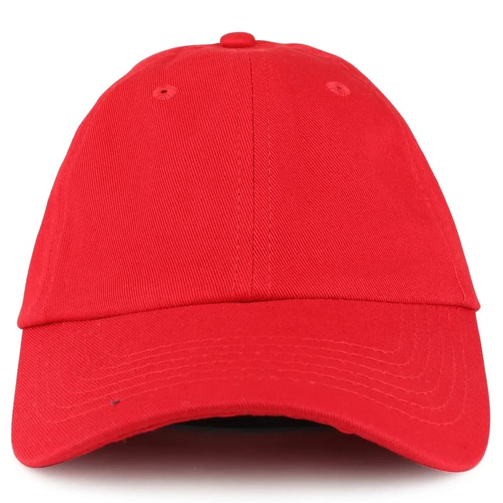 Trendy Apparel Shop Youth Red Cotton Baseball Cap | Adjustable Metal Buckle Strap - view 2