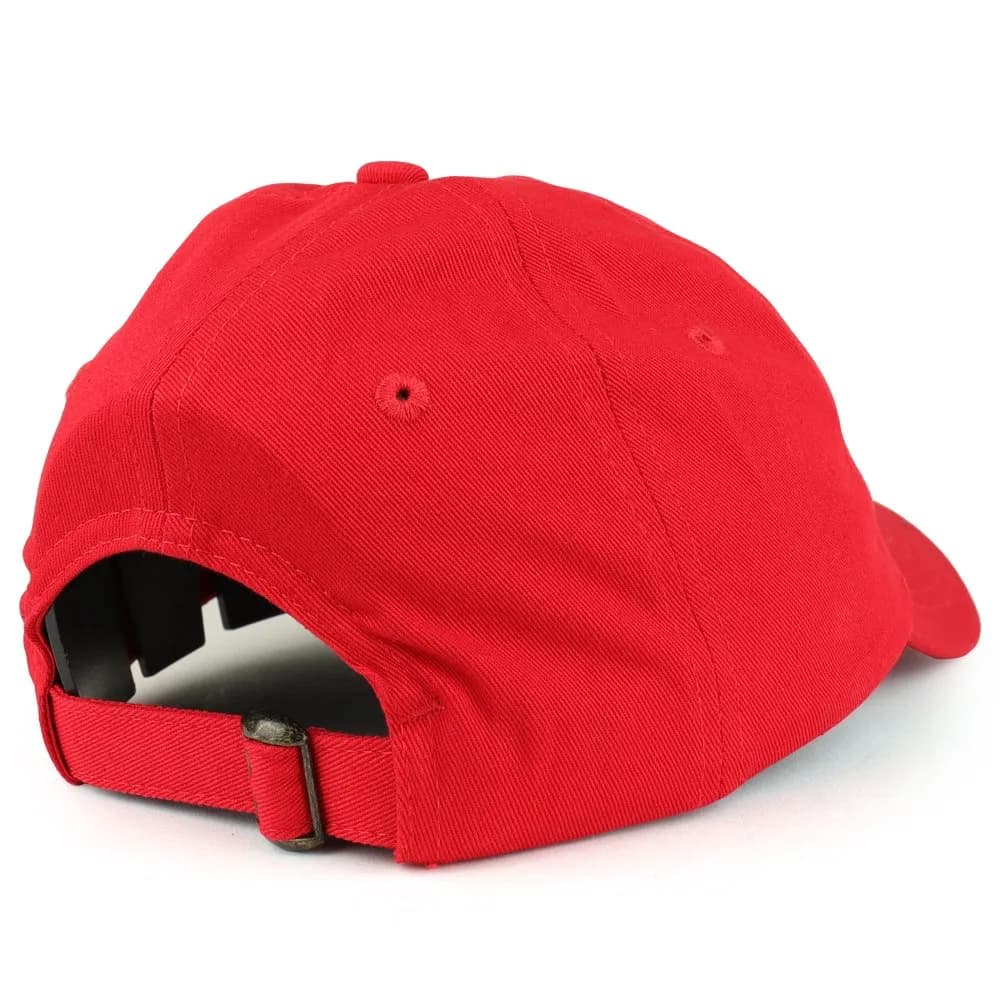 Trendy Apparel Shop Youth Red Cotton Baseball Cap | Adjustable Metal Buckle Strap - view 3