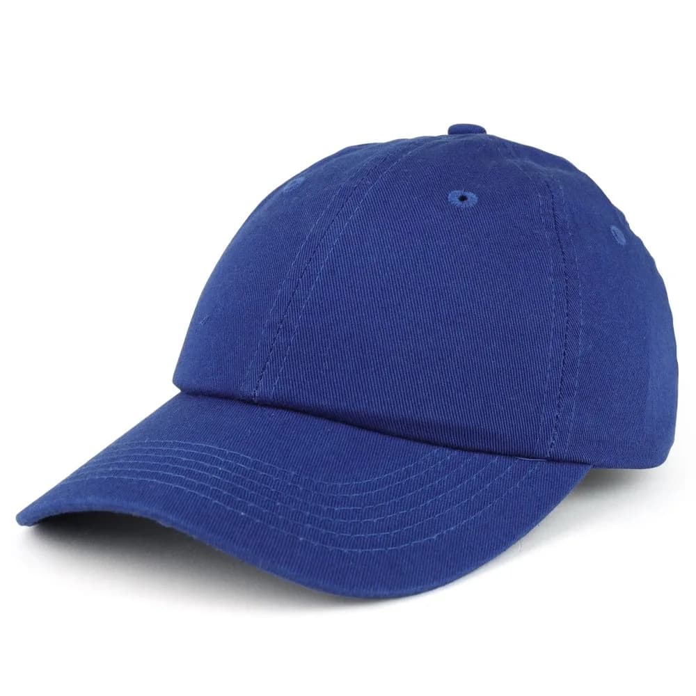 Trendy Apparel Shop Youth Small Fit Bio Washed Cotton Baseball Cap - Royal Blue | Adjustable Metal Buckle Strap - main product image