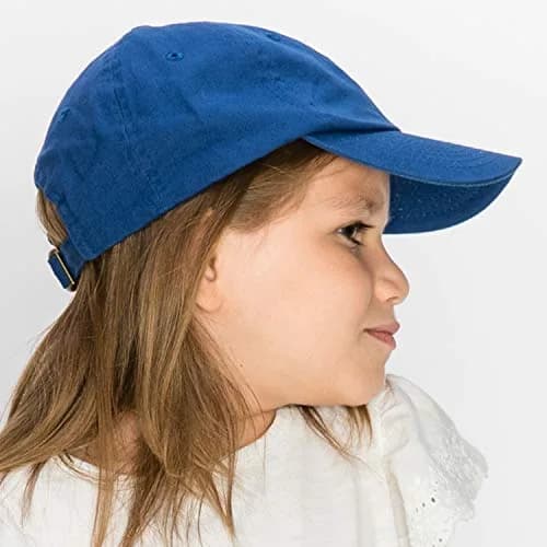 Trendy Apparel Shop Youth Small Fit Bio Washed Cotton Baseball Cap - Royal Blue | Adjustable Metal Buckle Strap thumbnail 4