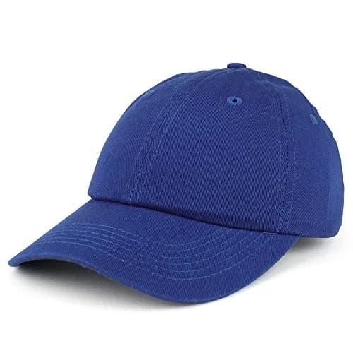 Trendy Apparel Shop Youth Small Fit Bio Washed Cotton Baseball Cap - Royal Blue | Adjustable Metal Buckle Strap thumbnail 1