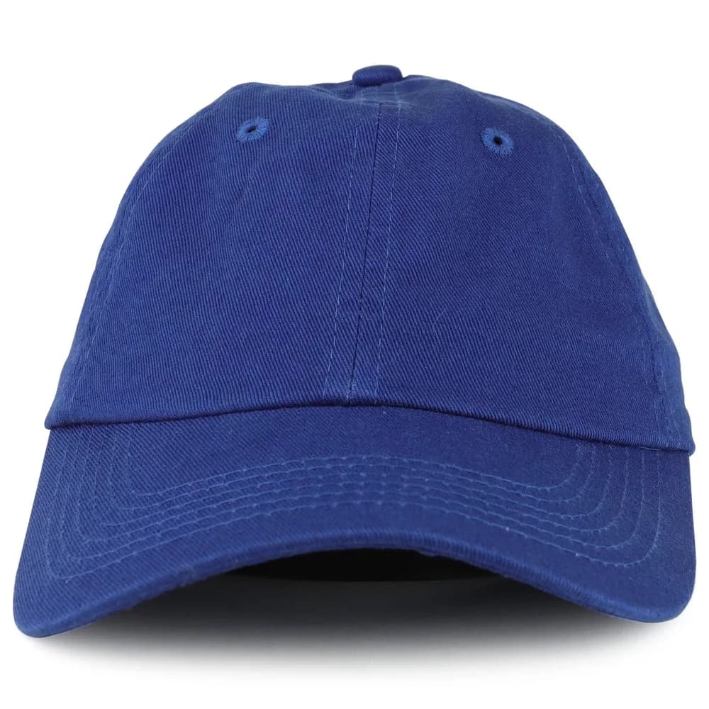 Trendy Apparel Shop Youth Small Fit Bio Washed Cotton Baseball Cap - Royal Blue | Adjustable Metal Buckle Strap - view 2