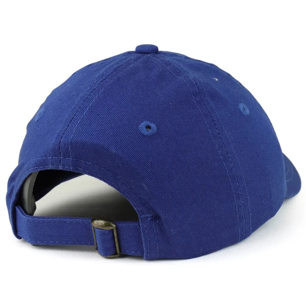 Trendy Apparel Shop Youth Small Fit Bio Washed Cotton Baseball Cap - Royal Blue | Adjustable Metal Buckle Strap - view 3