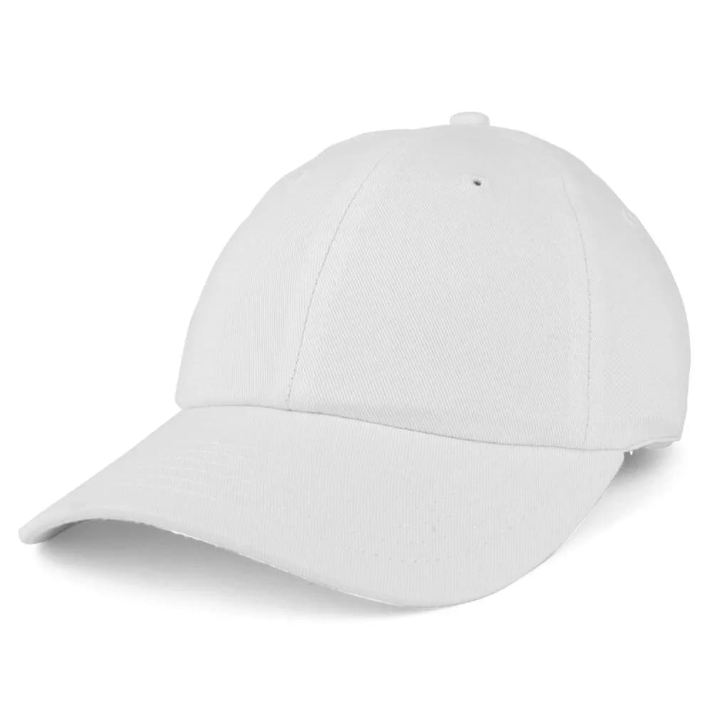 Trendy Apparel Shop Youth Cotton Baseball Cap - White | Adjustable Metal Buckle Strap - main product image