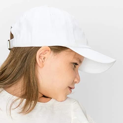 Trendy Apparel Shop Youth Cotton Baseball Cap - White | Adjustable Metal Buckle Strap thumbnail 4