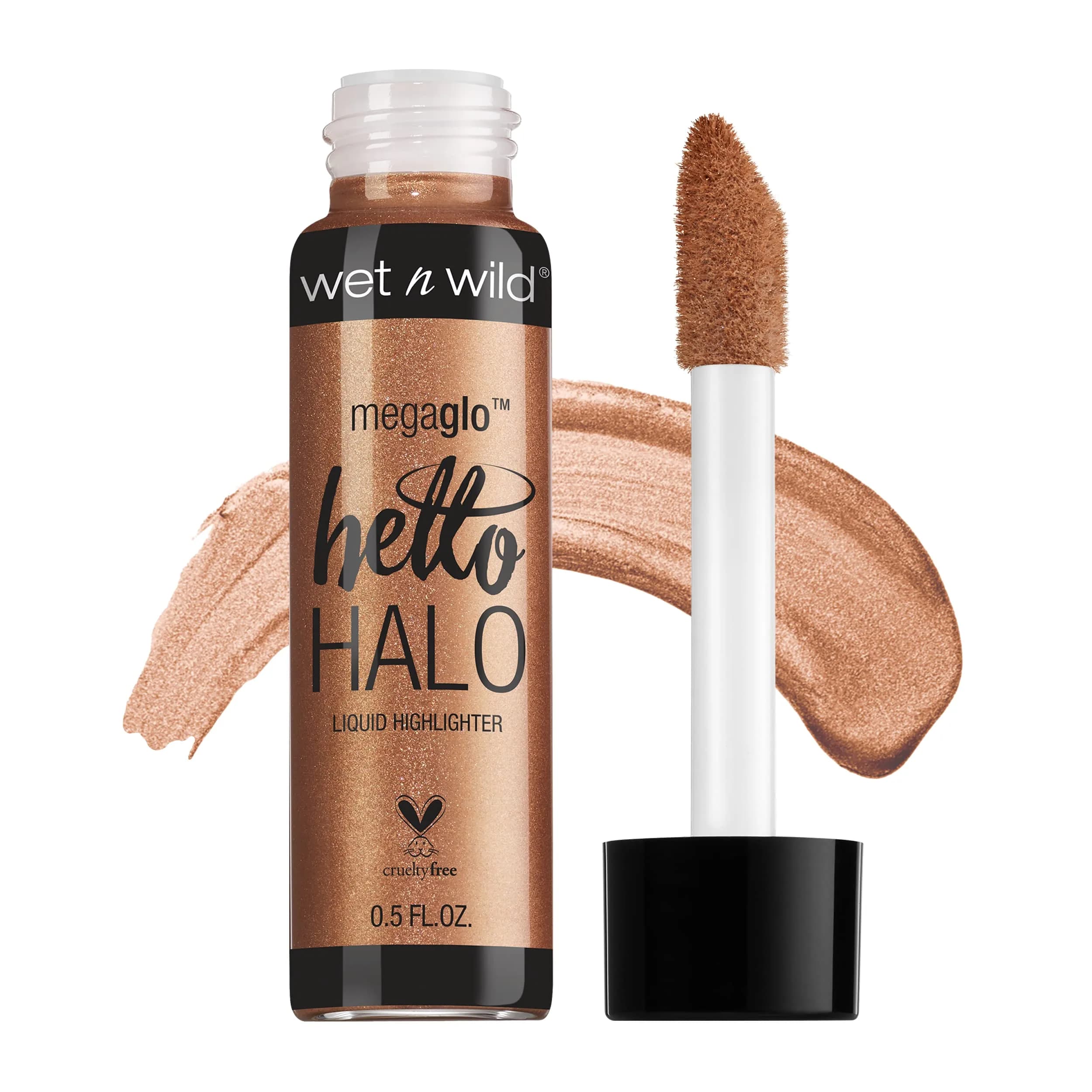 wet n wild MegaGlo Hello Halo Liquid Highlighter Makeup, Go With The Glow, 15ml (0.5 Fl Oz) | Shimmering Pearl Pigments for Radiant Skin