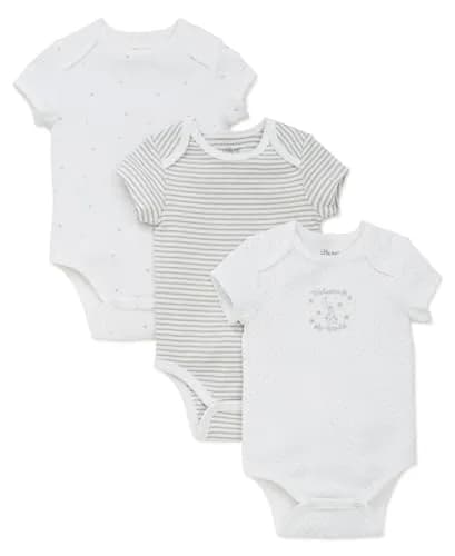 Little Me Baby Boys 3-pack 100% Cotton Scratch Free Tag Onesies, Newborn US | Soft, Safe & Stylish thumbnail 1