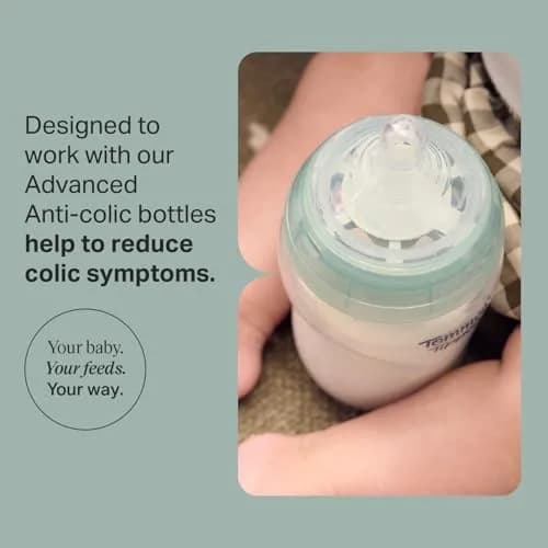 Tommee Tippee Advanced Anti-Colic Baby Bottle Nipples, Slow Flow, 0+ Months, Pack of 2 | Breast-Like for Natural Latch thumbnail 2