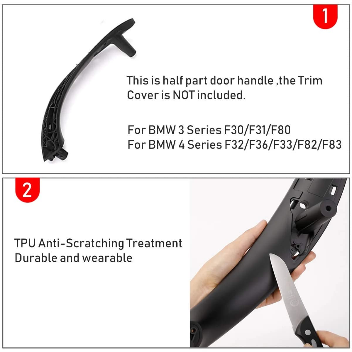 Jaronx Black Right Front Door Handle for BMW 3 Series 2012-2018 & 4 Series 2014-2017 (1 Piece) - view 5
